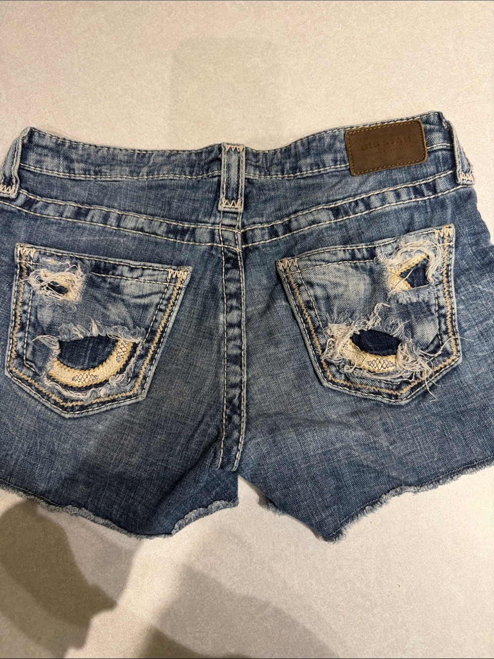 Big Star Distressed Light Blue Denim Cutoff Shorts